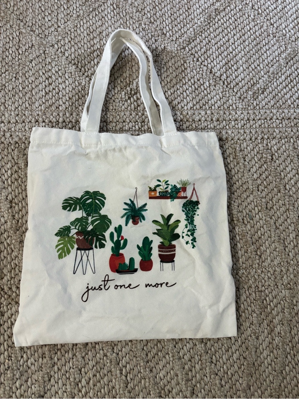 Canvas Plant Print Tote Bag - "just one more"
